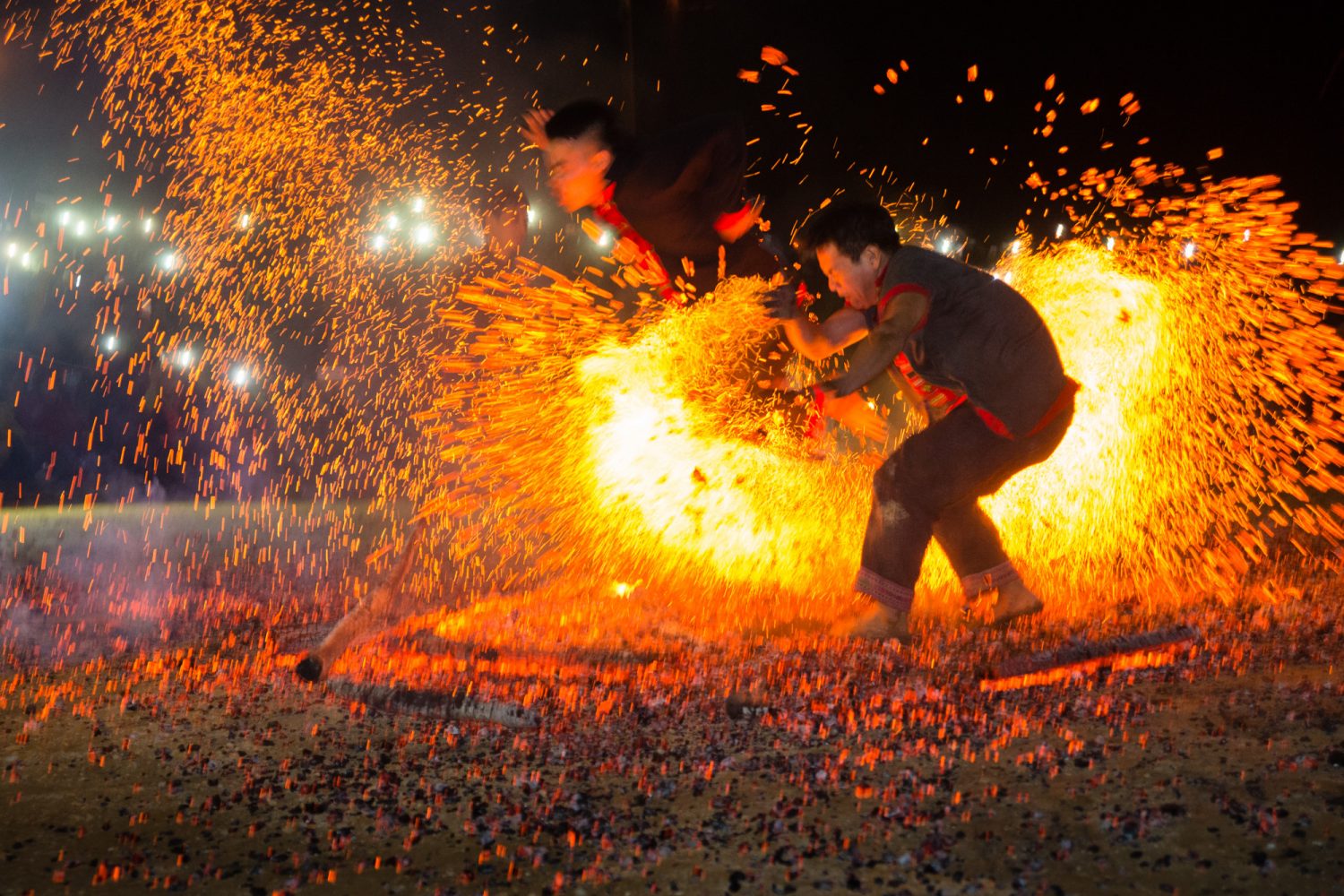 Fire dancing festival of Pa Then people
